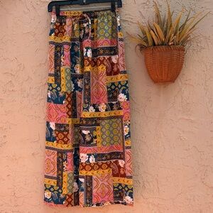 Prondi Patterned Patchwork Wide Leg Pants - Multicolor